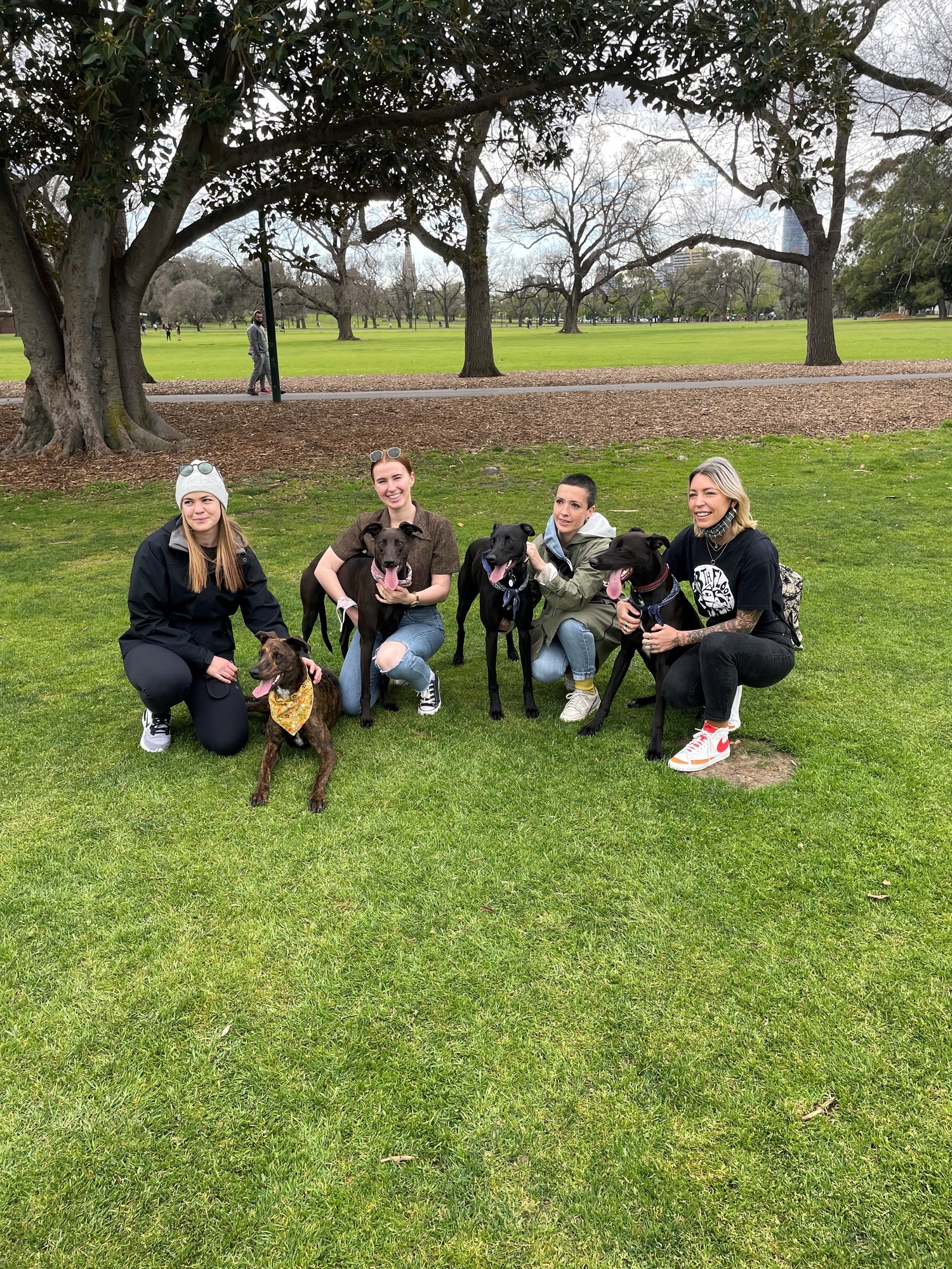 Danielle with Billie and three of her siblings and their owners