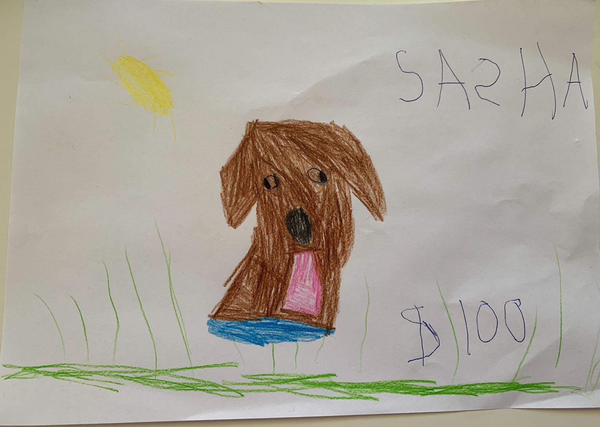 a child's drawing of a happy dog