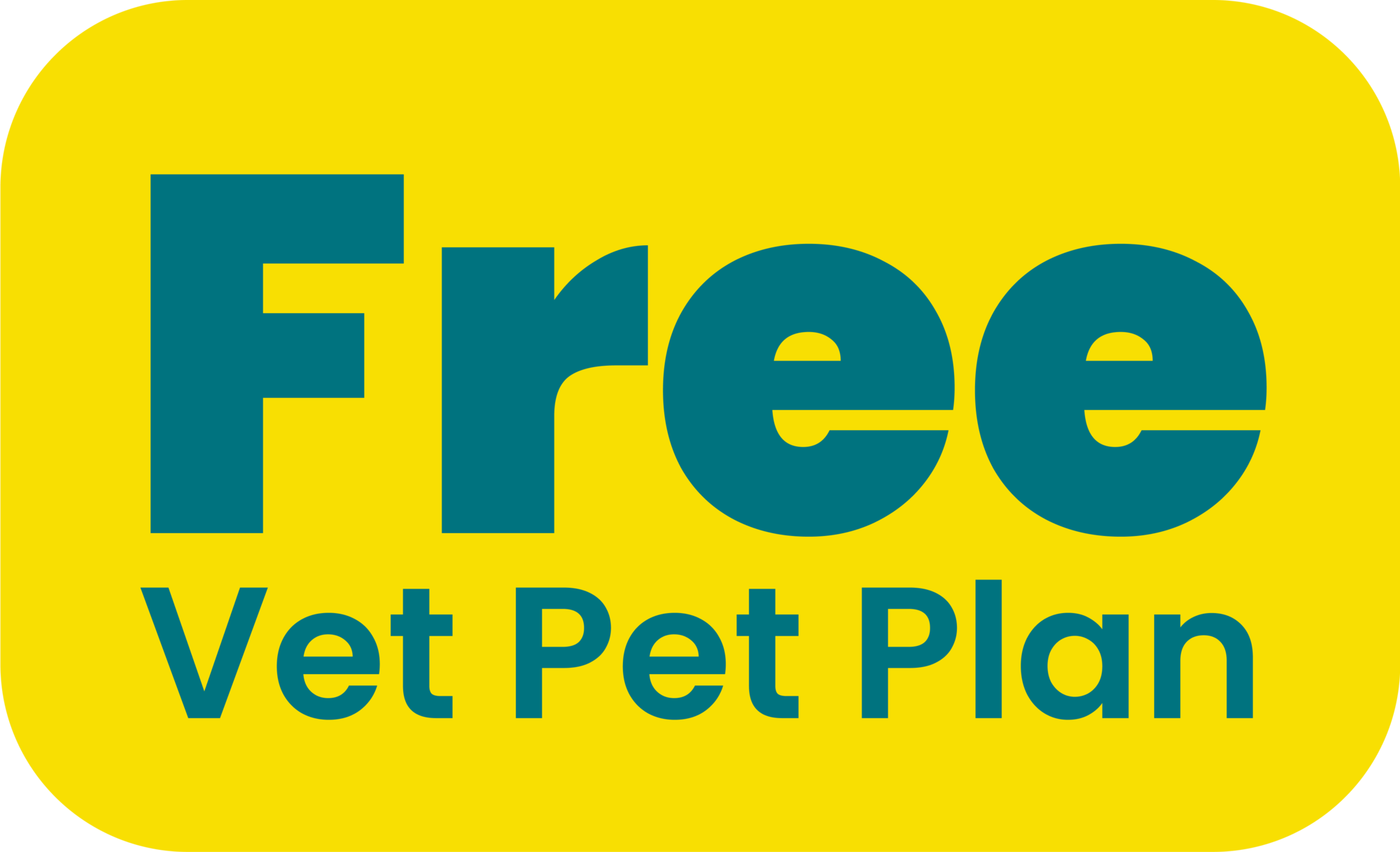 Yellow and Blue banner reading Free vet pet plan